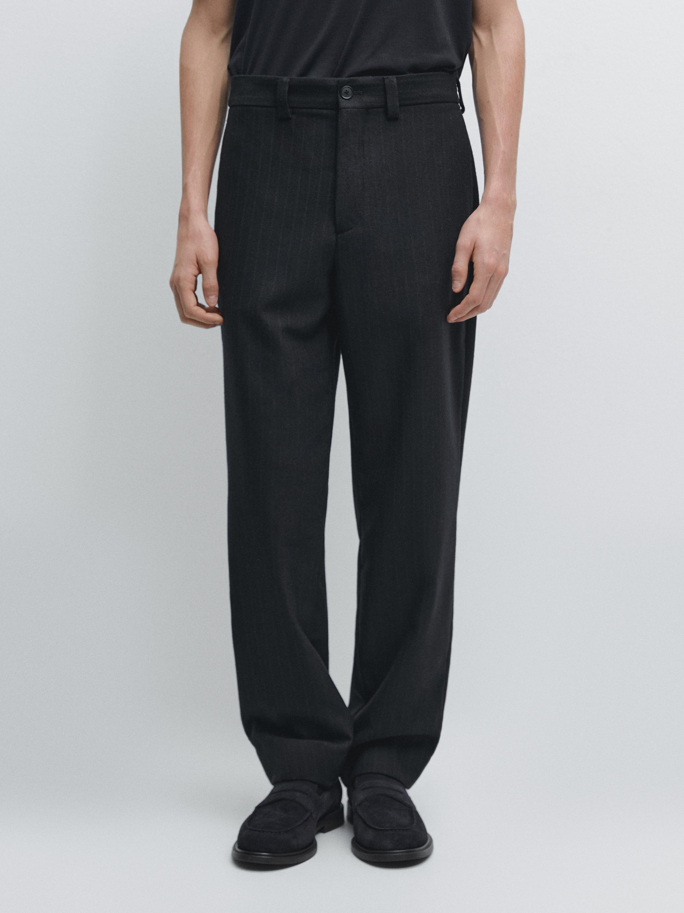 Flannel trousers with double stripe